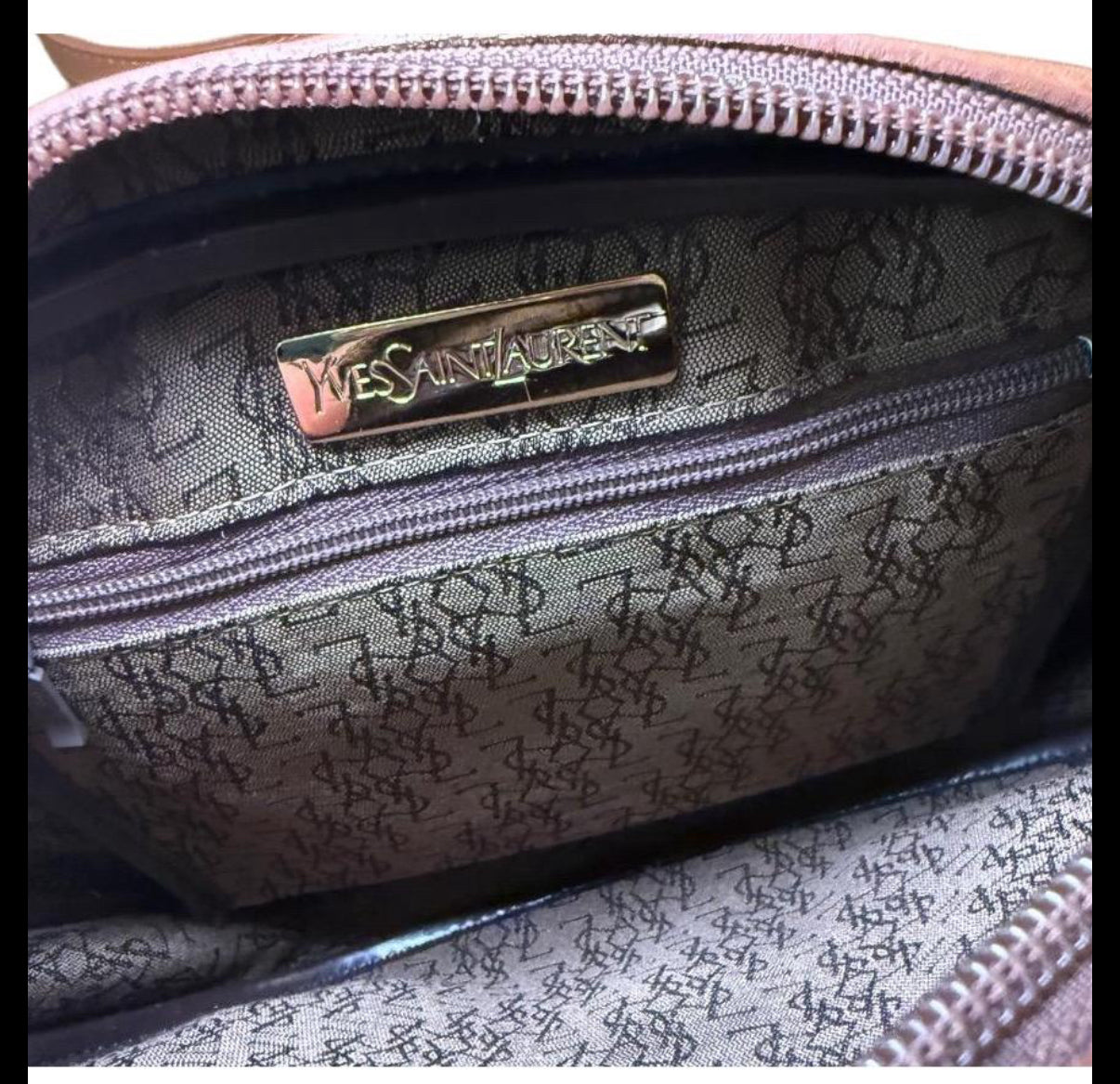 Vintage YSL Coated Tweed Crossbody Bag Leather Trim