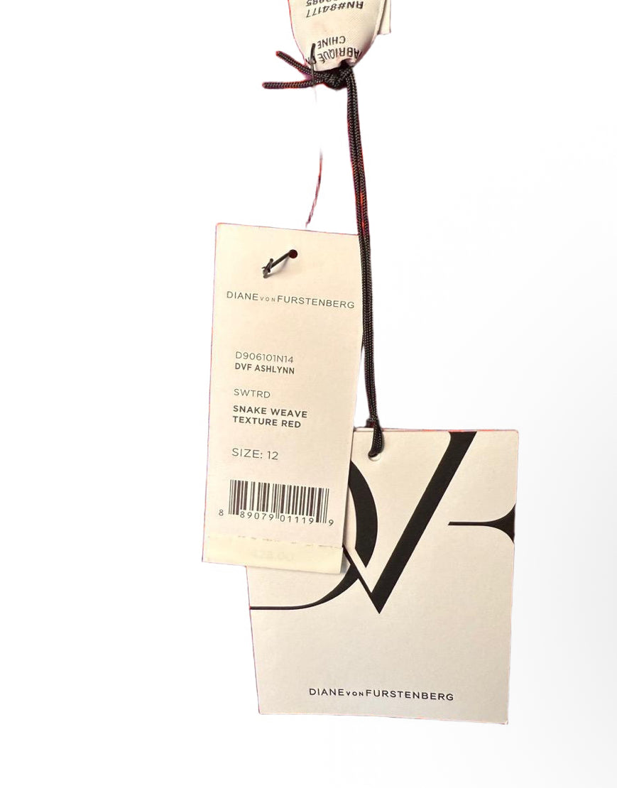 New Diane von Furstenberg Womens Size 12 Red purple Ruched Sheer Sleeve Mini Dress