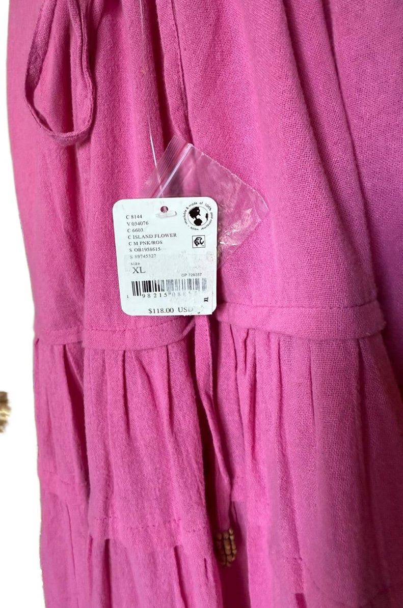 New Free People Womens XL Pink Halter Open Back Tiered Maxi Dress