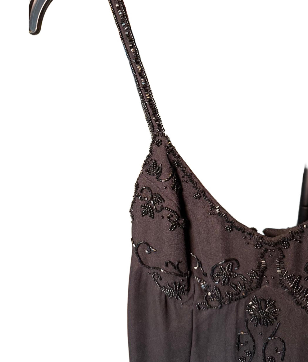 Scala Small Black Beaded Cocktail Mini Dress