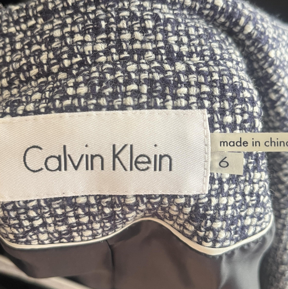 Calvin Klein Jacket Womens Size 6 Black White Tweed