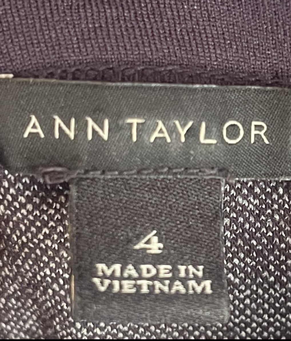 Ann Taylor Womens Dress Size 4 Black White Geometric Print Short Sleeve