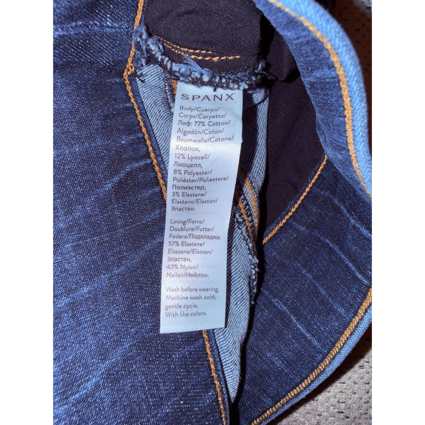 Spanx Womens Medium Wash Distressed Skinny Jeans With Frayed Hem Size M