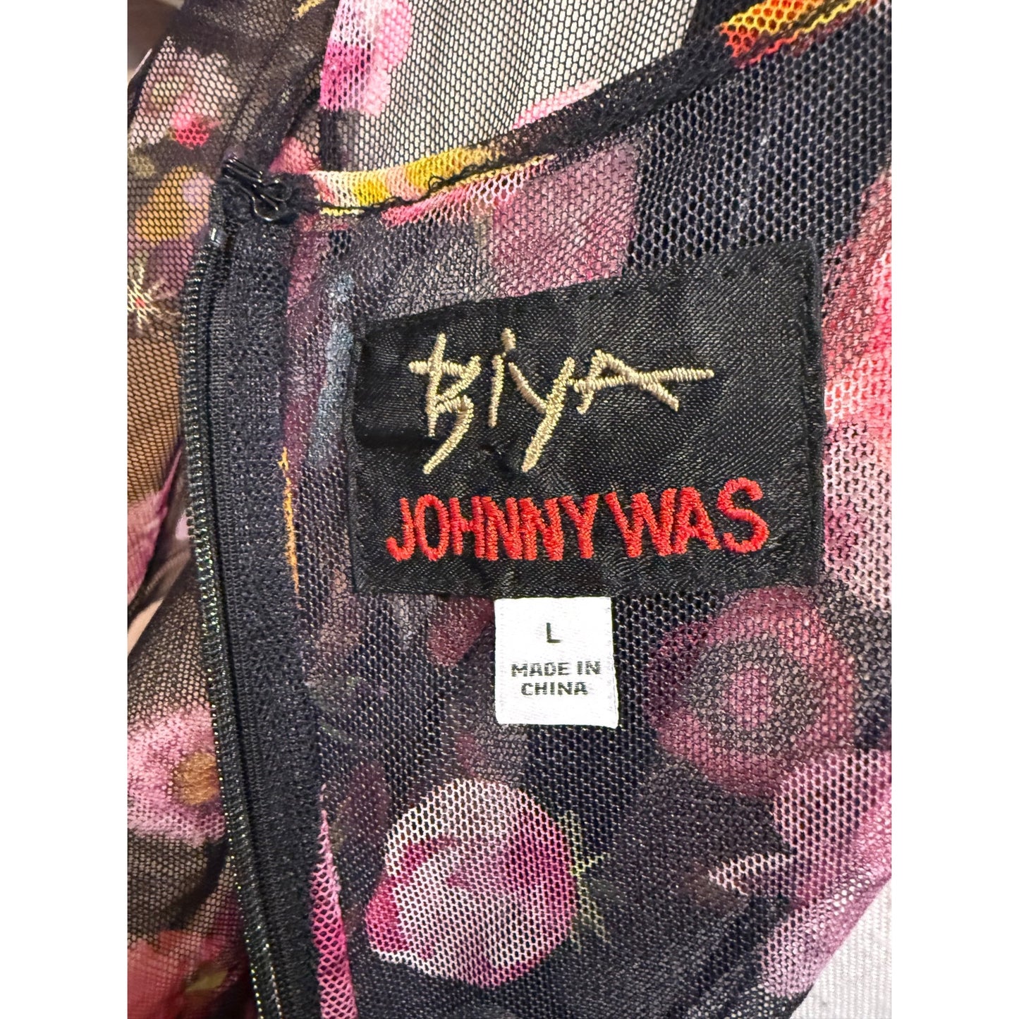 Johnny Was Biya RHEIA TIERED MESH DRESS Large