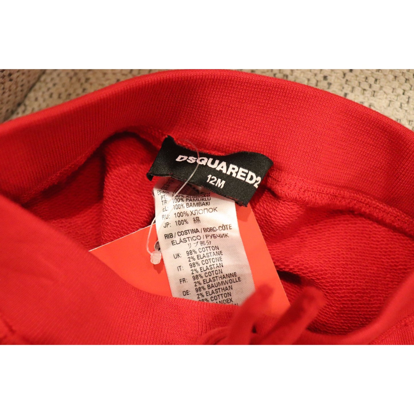 Dsquared2 Baby Red Sport Pants With Logo Tape Design Size 12M Cotton Blend