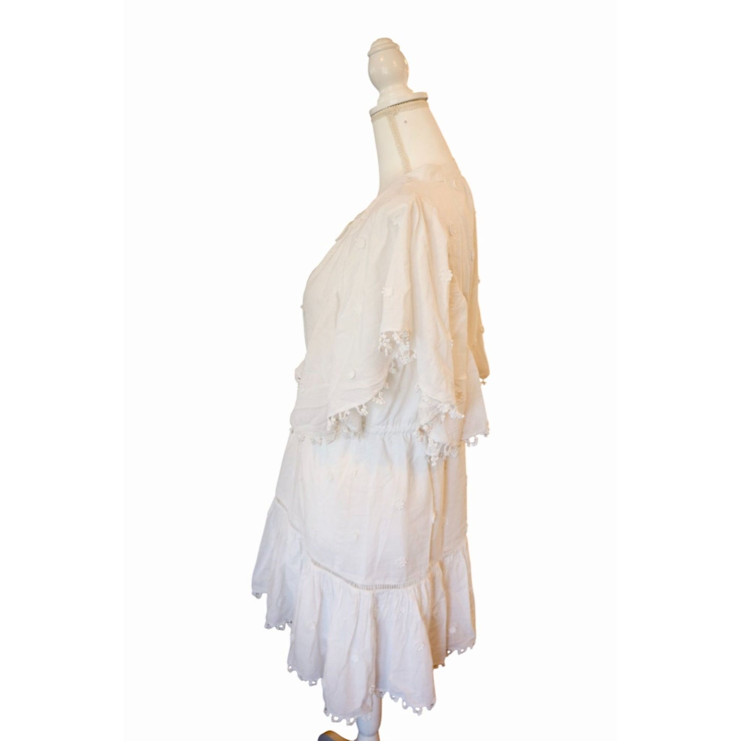 FARM Rio 3D Flower A Line Cotton Minidress in Off-White, Small NWT