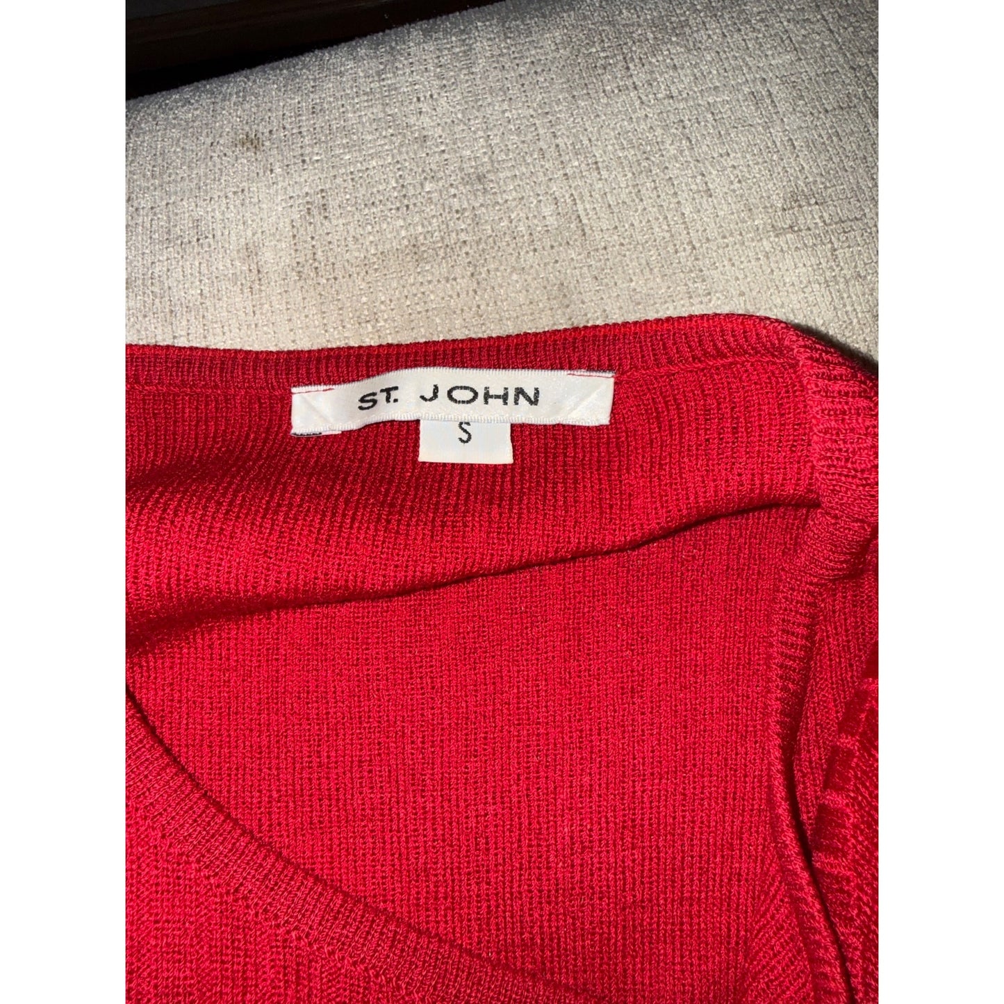 St. John Womens Red Knit Short Sleeve Top Size S