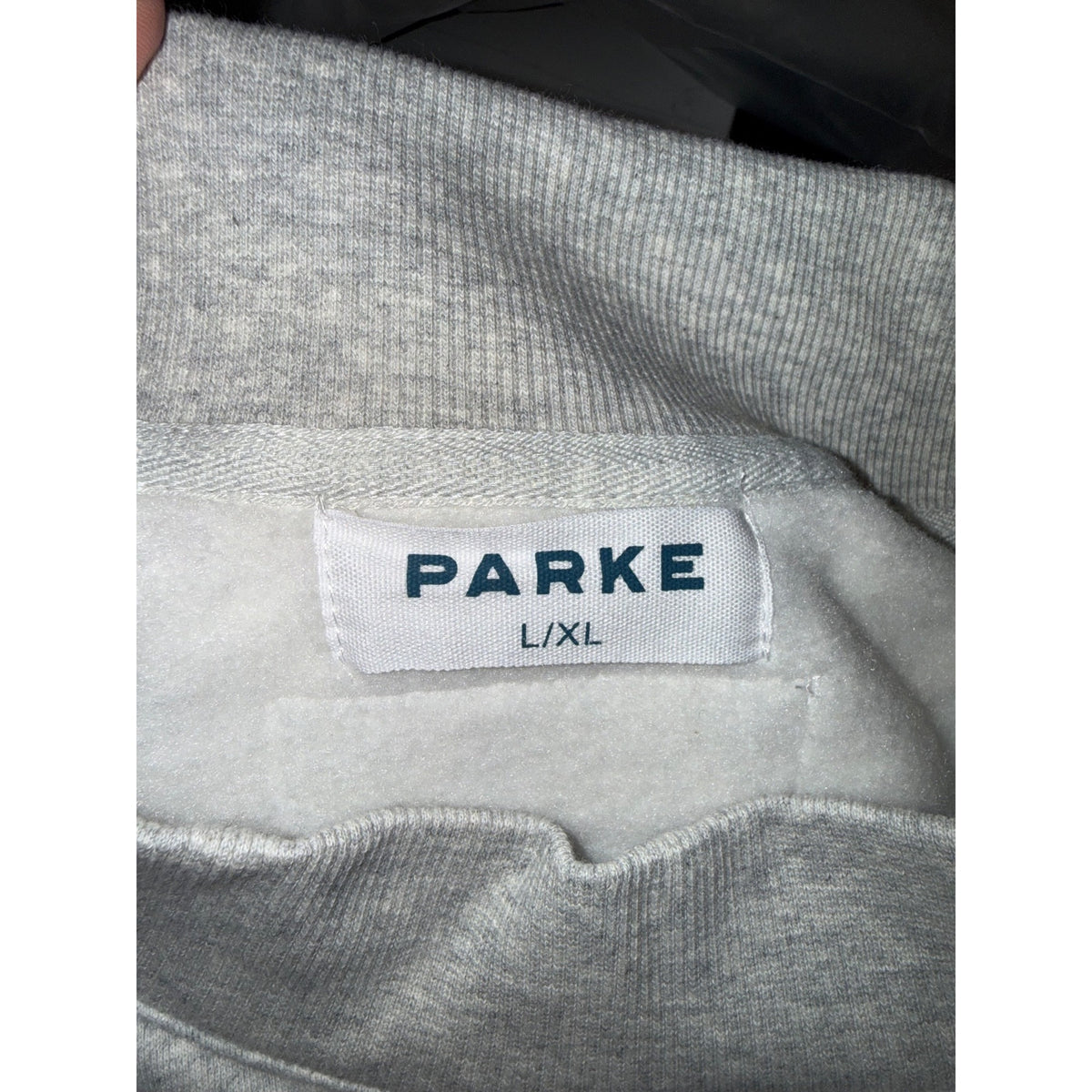 Parke Stoney Clover Gray Sweatshirt With Pink Gingham Text L/XL New