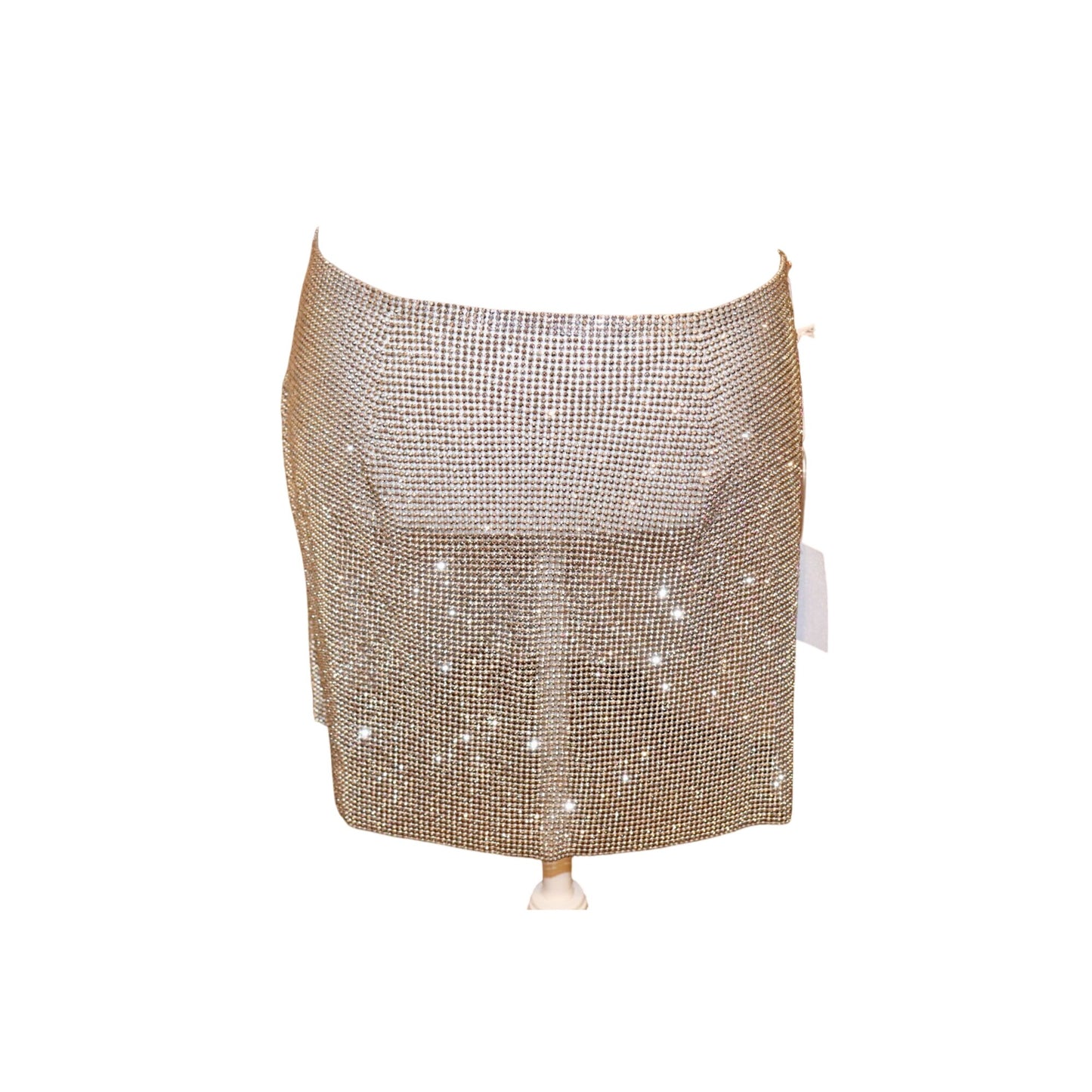 Good American Silver Rhinestone Chainmail Mesh Mini Skirt OSNWT