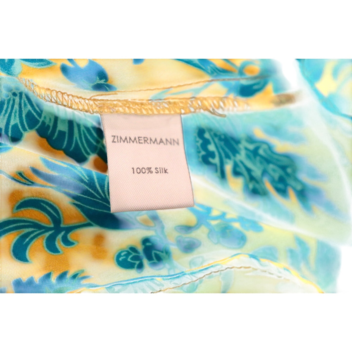 Zimmermann Yellow & Blue Floral Silk Sleeveless Top, Size 3 (fits M)