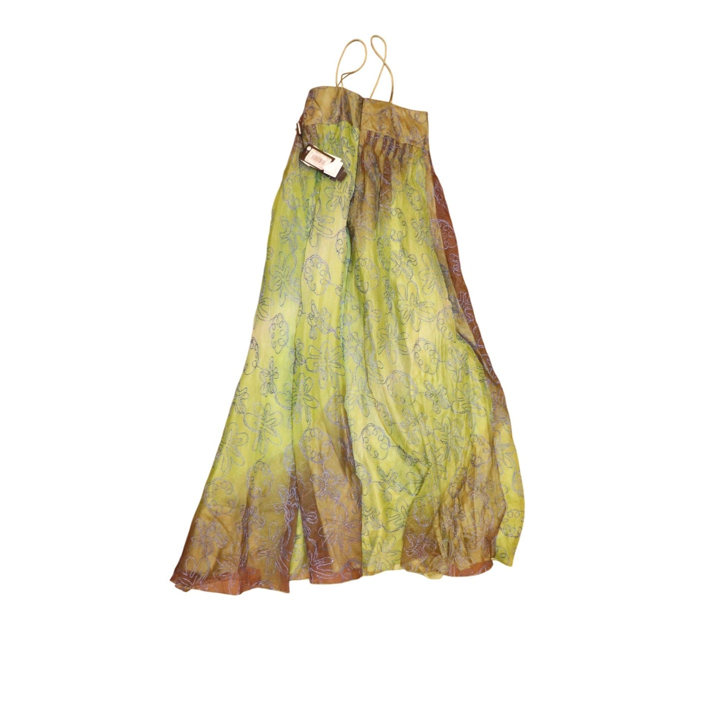 Emporio Armani Green & Blue Embroidered Floral Gown, Size 38/US 2 NWT