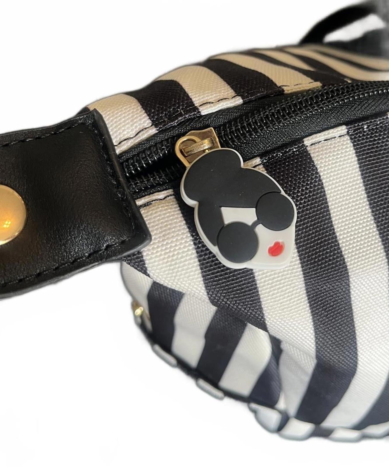 NWT Alice + Olivia Black and White Striped Tote Bag