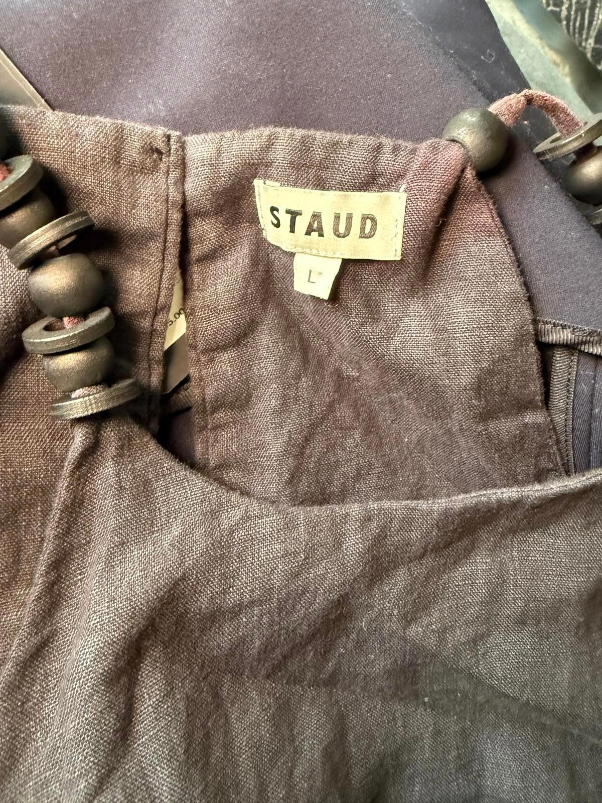 Black and White Sleeveless Staud Dress with Beaded Straps, Large