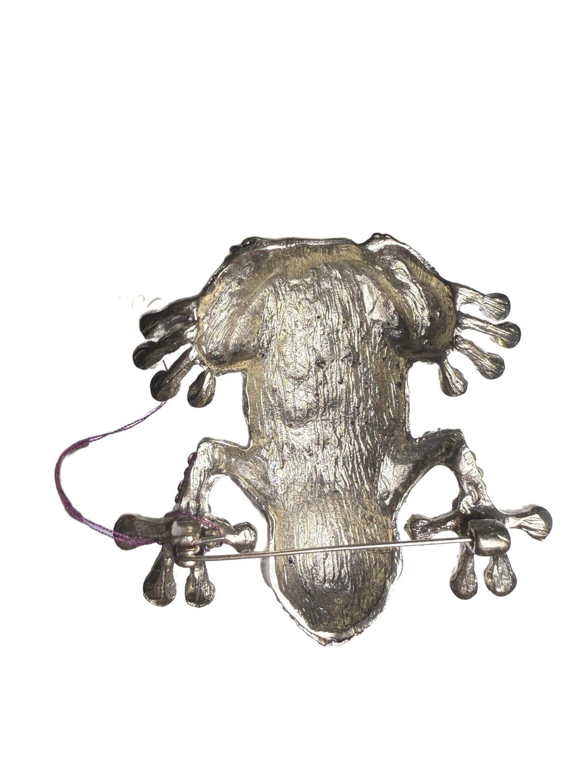 Colorful Frog Brooch with Multicolor Rhinestones