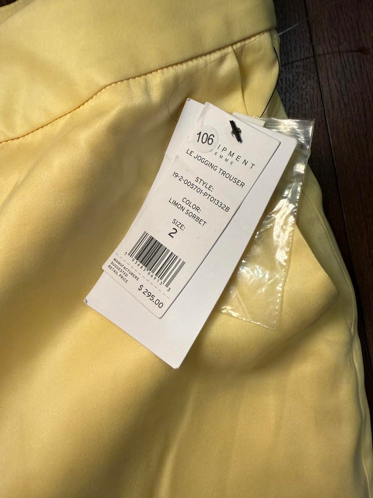 Equipment Lemon Sorbet Jogging Trousers, Size 2 (NWT)