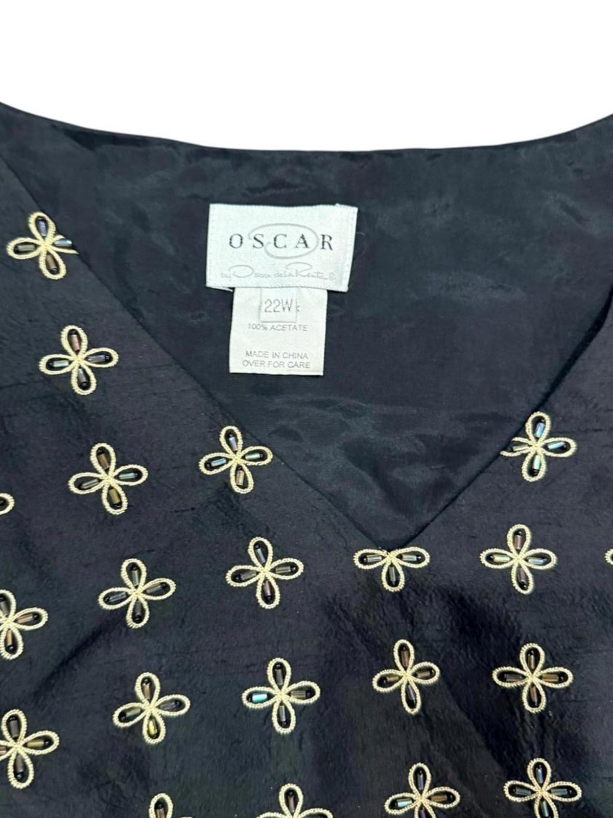 Oscar de la Renta Black Embroidered Sleeveless Tank Top Plus Size 22W