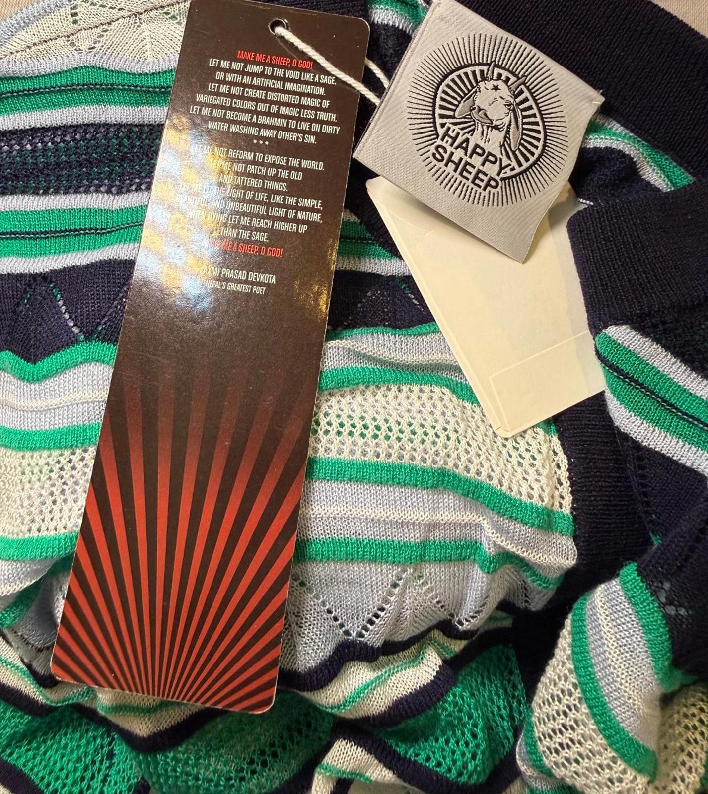 Happy Sheep Striped Knit Cardigan, Small (NWT)