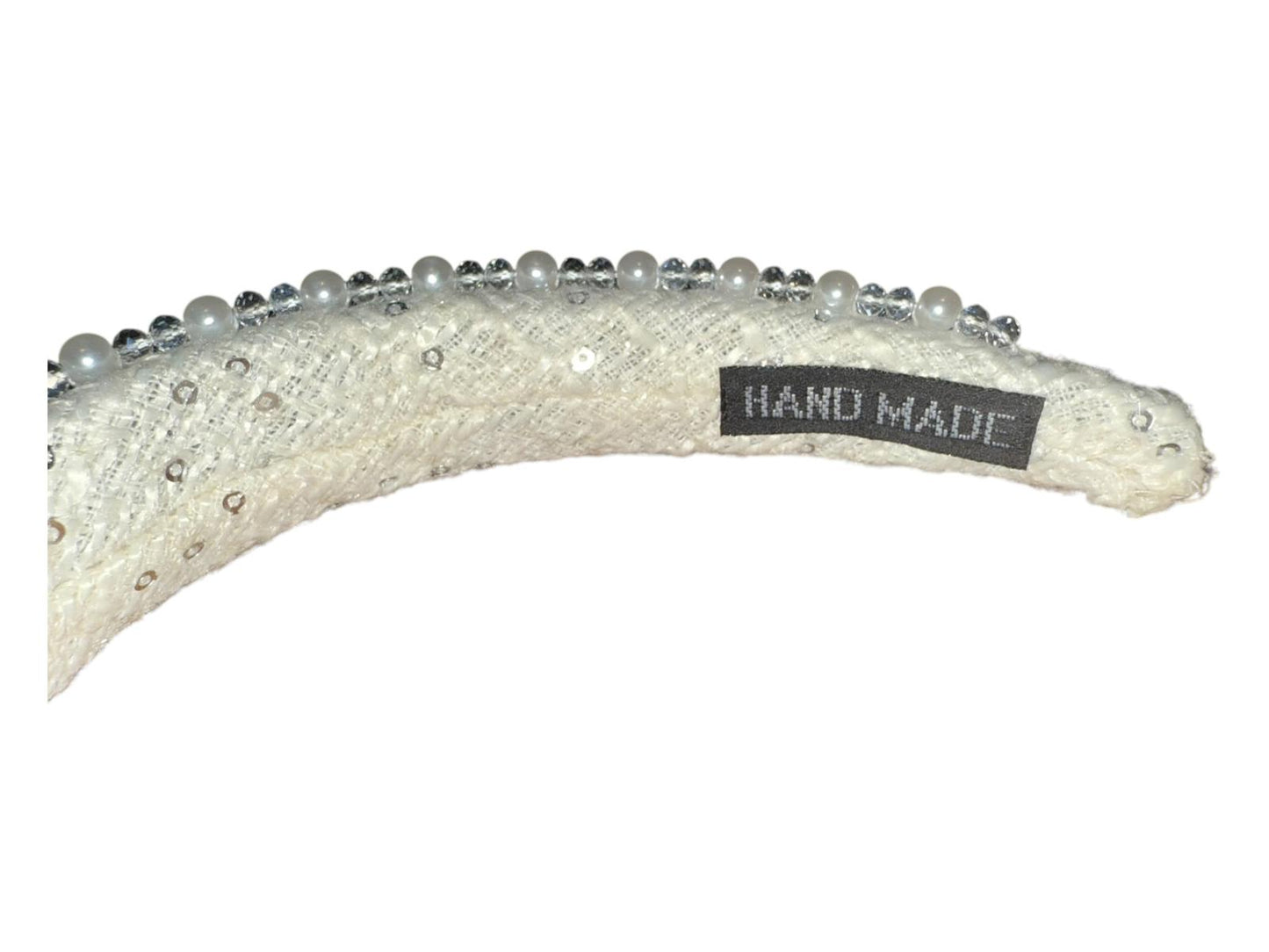 New Designer Inspired White Beaded and Pearl Embellished Headband