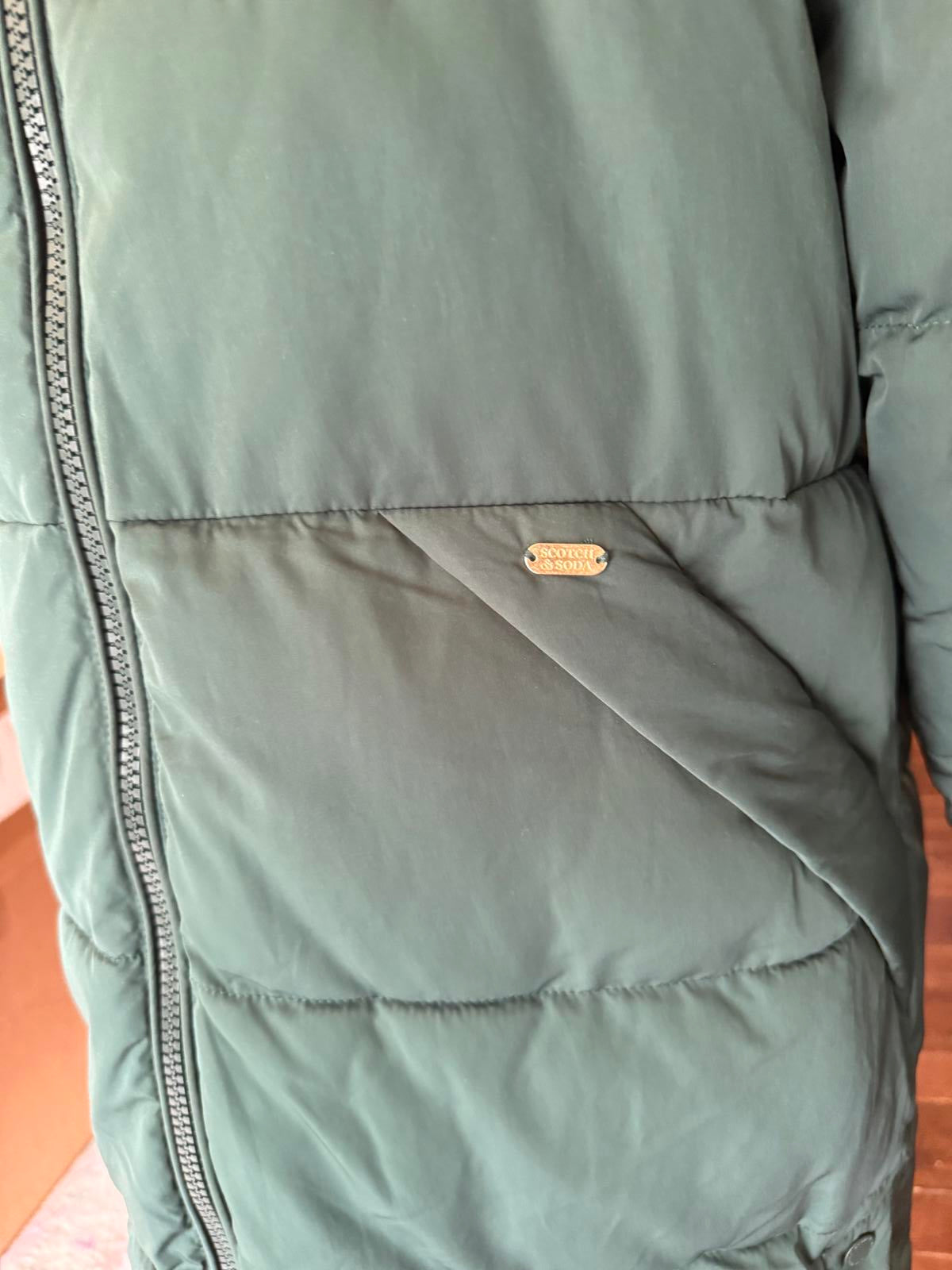 New Scotch and Soda Long Green Puffer Coat, Medim