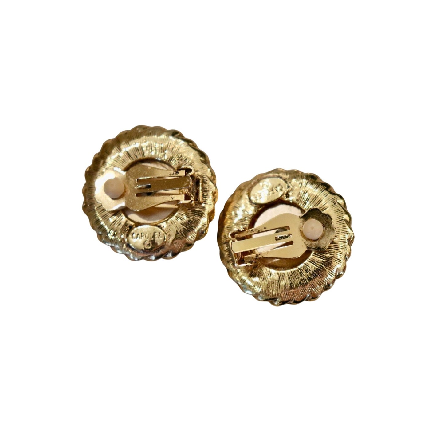 Gold-Tone Faux Pearl Clip-On Earrings By Carol Lee Vintage Jewelry