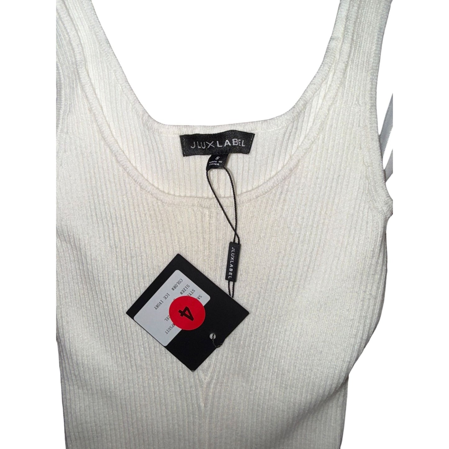 JLUXLABEL White Ribbed Knit Sleeveless Jumpsuit Size S