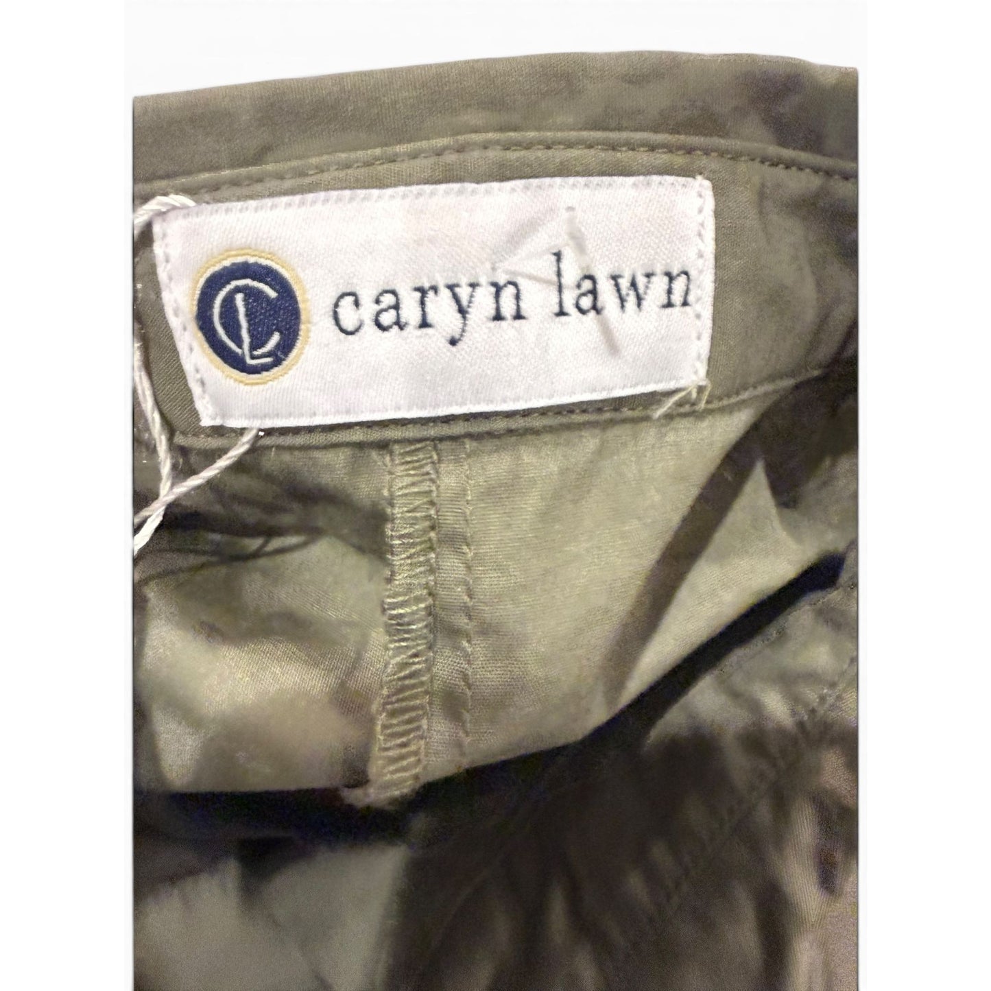 Caryn Lawn Olive Green Long-Sleeve Button-Down Shirt Romper, O/S NWT