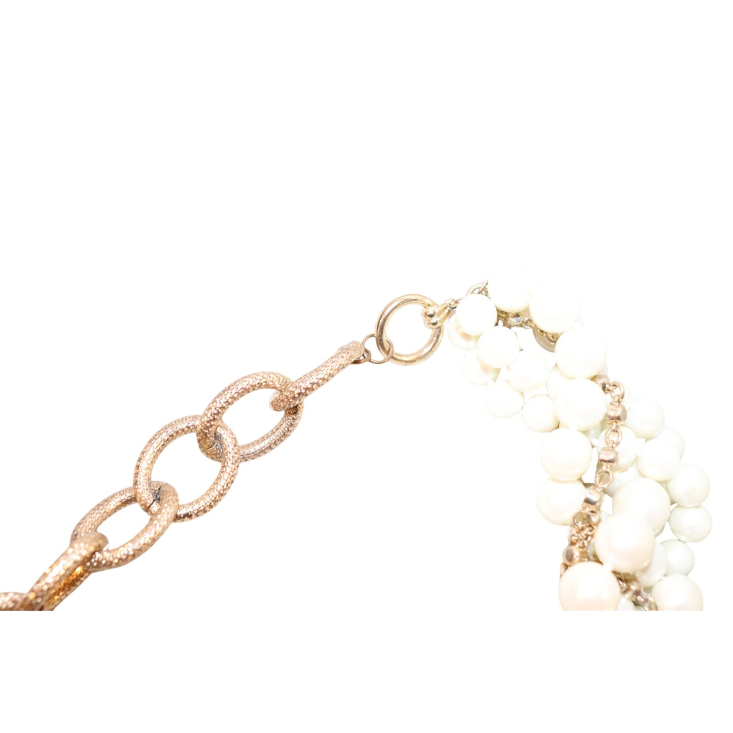 Vintage Costume Pearl & Rhinestone Necklace With Gold-Tone Chain