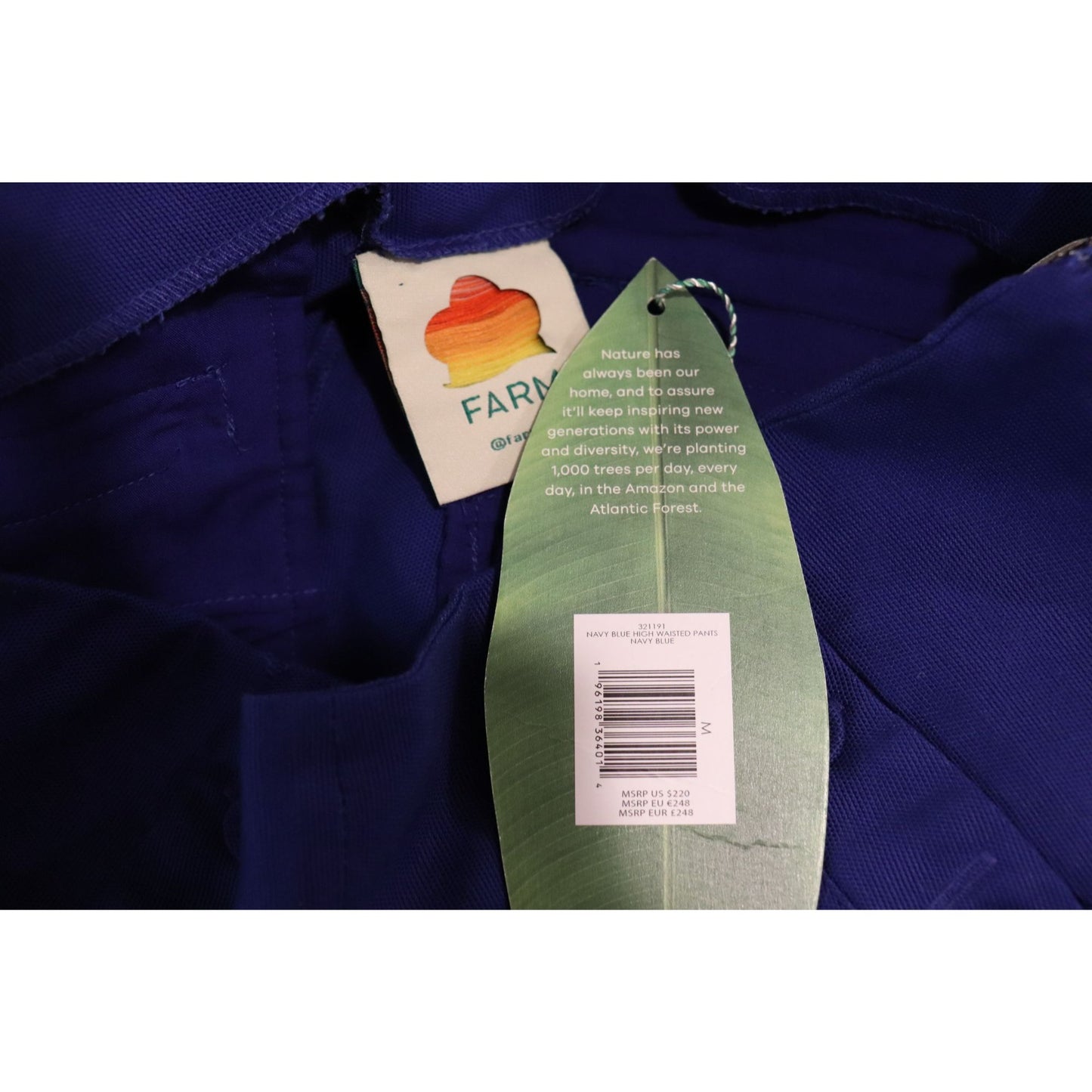 Farm Rio Navy Blue High-Waisted LinenTapered Pants, Medium NWT