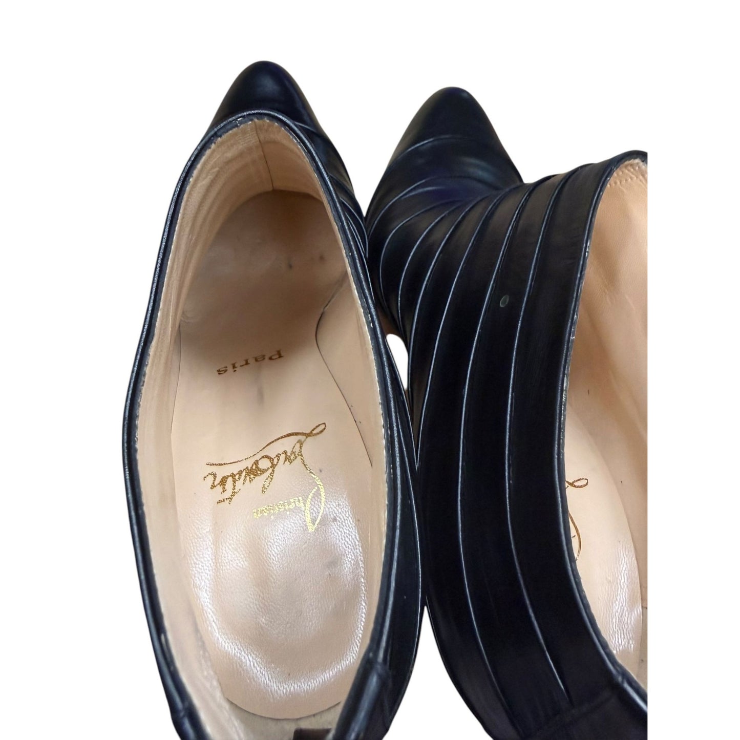 Christian Louboutin Orniron 100 Leather Ankle Bootie Heels Size 38