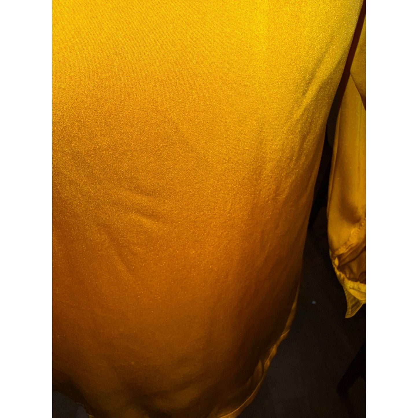 Chanel Yellow Long-Sleeve Satin Blouse With Button Details, Fits US 4