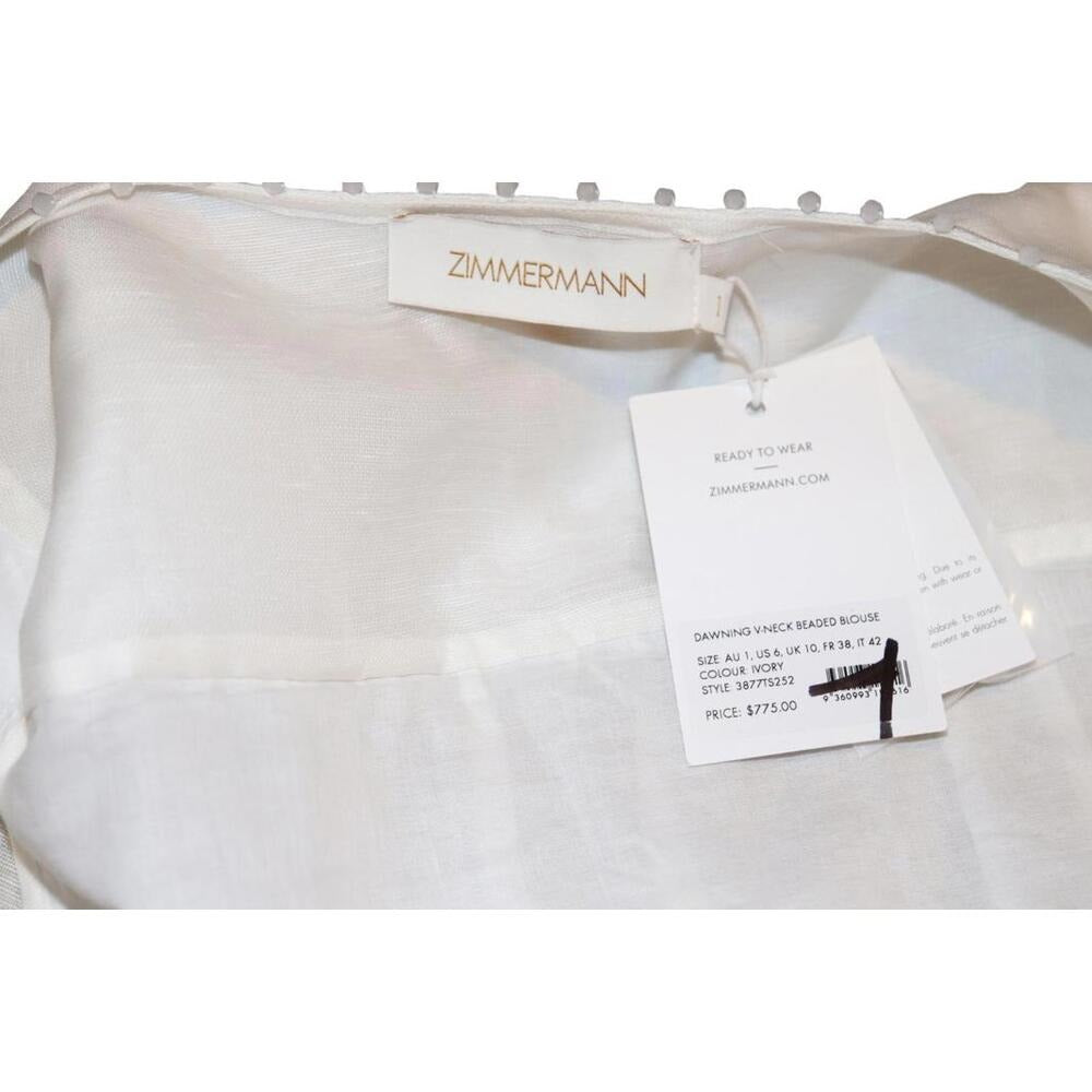 Zimmermann Dawning V-Neck Beaded Blouse, Size 1/Small NWT