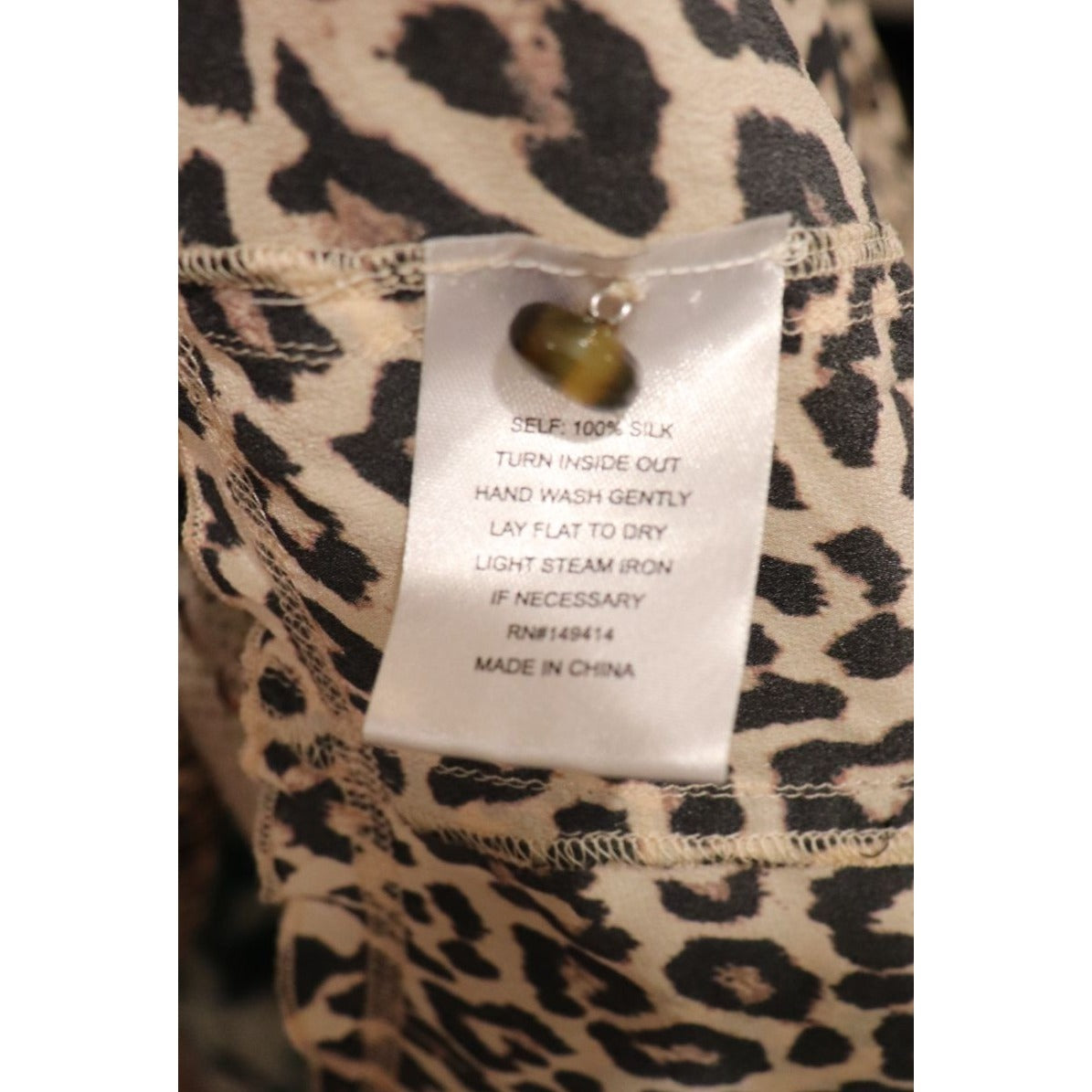 Johnny Was Leopard Print Silk Button-Down Shirt, Small NWT