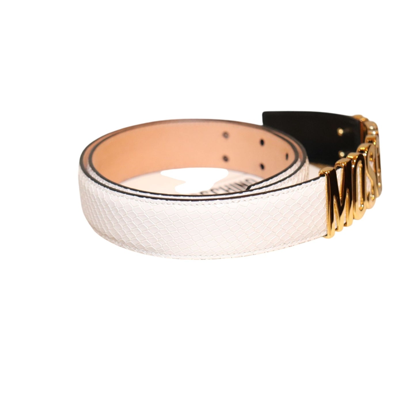 Moschino Couture Off White Snake/Gold Belt 44 Genuine Leather NWT