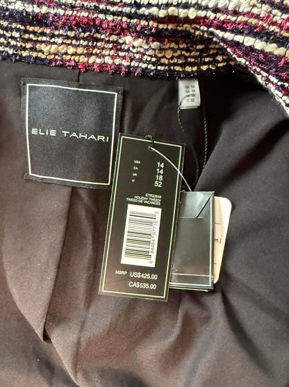 New Elie Tahari Multi-Color Tweed Double-Breasted Blazer, size 14