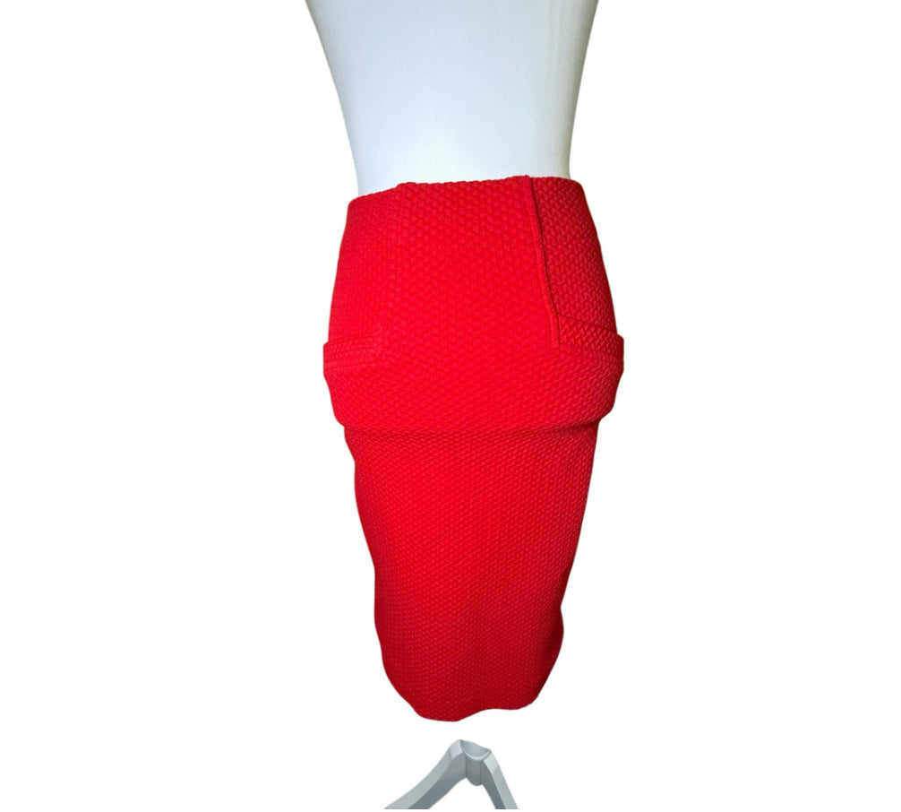 GANNI Textured Red Pencil Skirt – Size Small