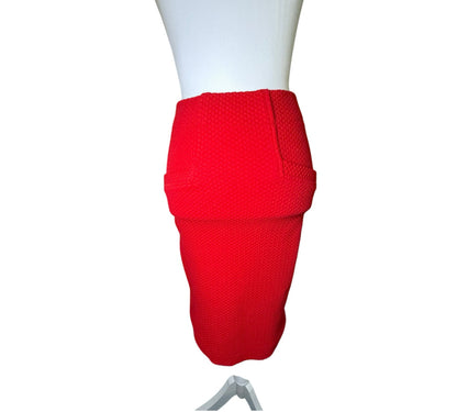GANNI Textured Red Pencil Skirt – Size Small