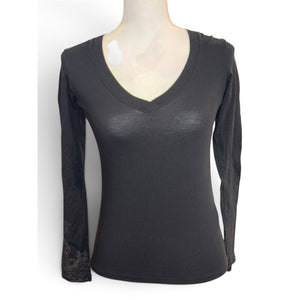 Etro Black Paisley-Detail Cotton-Blend Long-Sleeve Top, Size 42