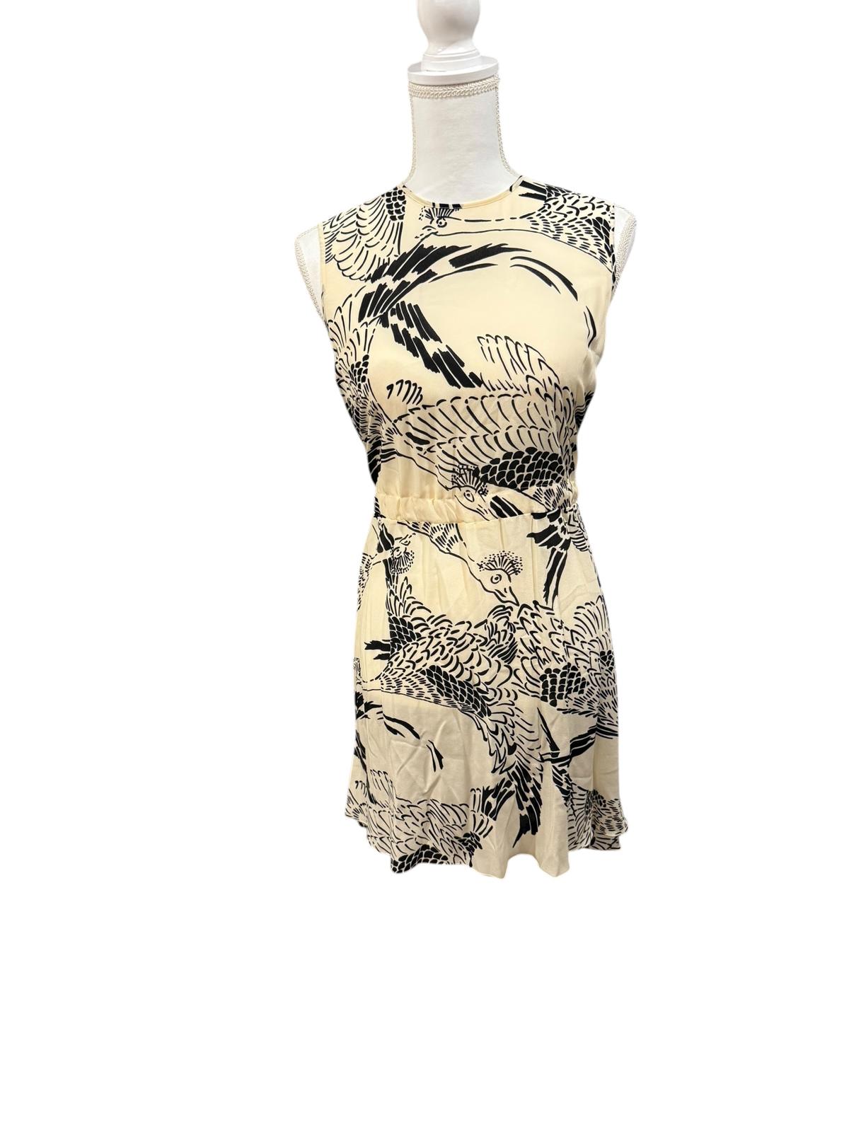 New RED Valentino Silk Bird Print Sleeveless Dress, Size 40 (US 4–6)