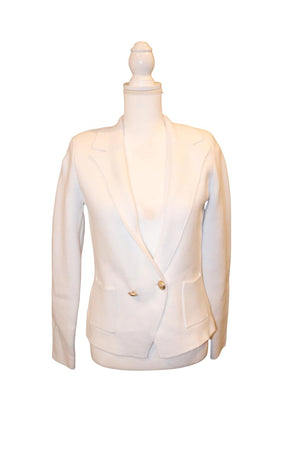 L'AGENCE Women's White Cotton Blend Blazer, Size M