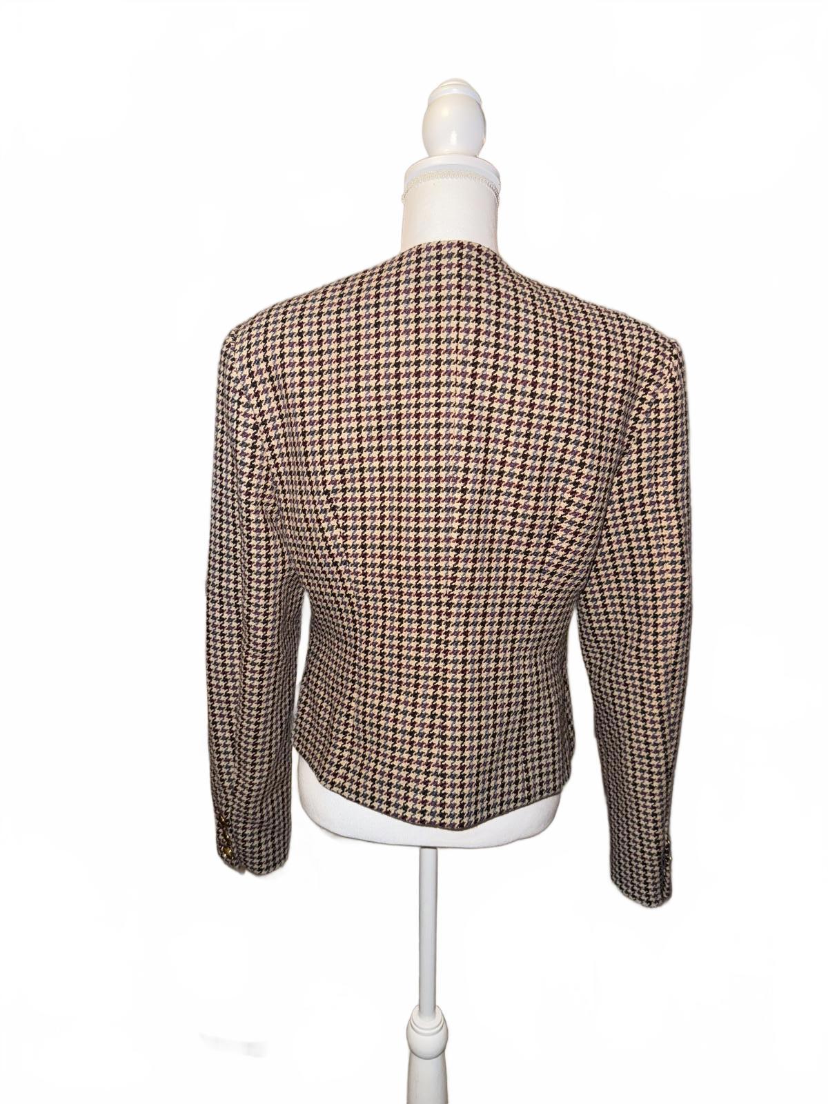 New Ronny Kobo Houndstooth Pattern Blazer Jacket with Gold Buttons