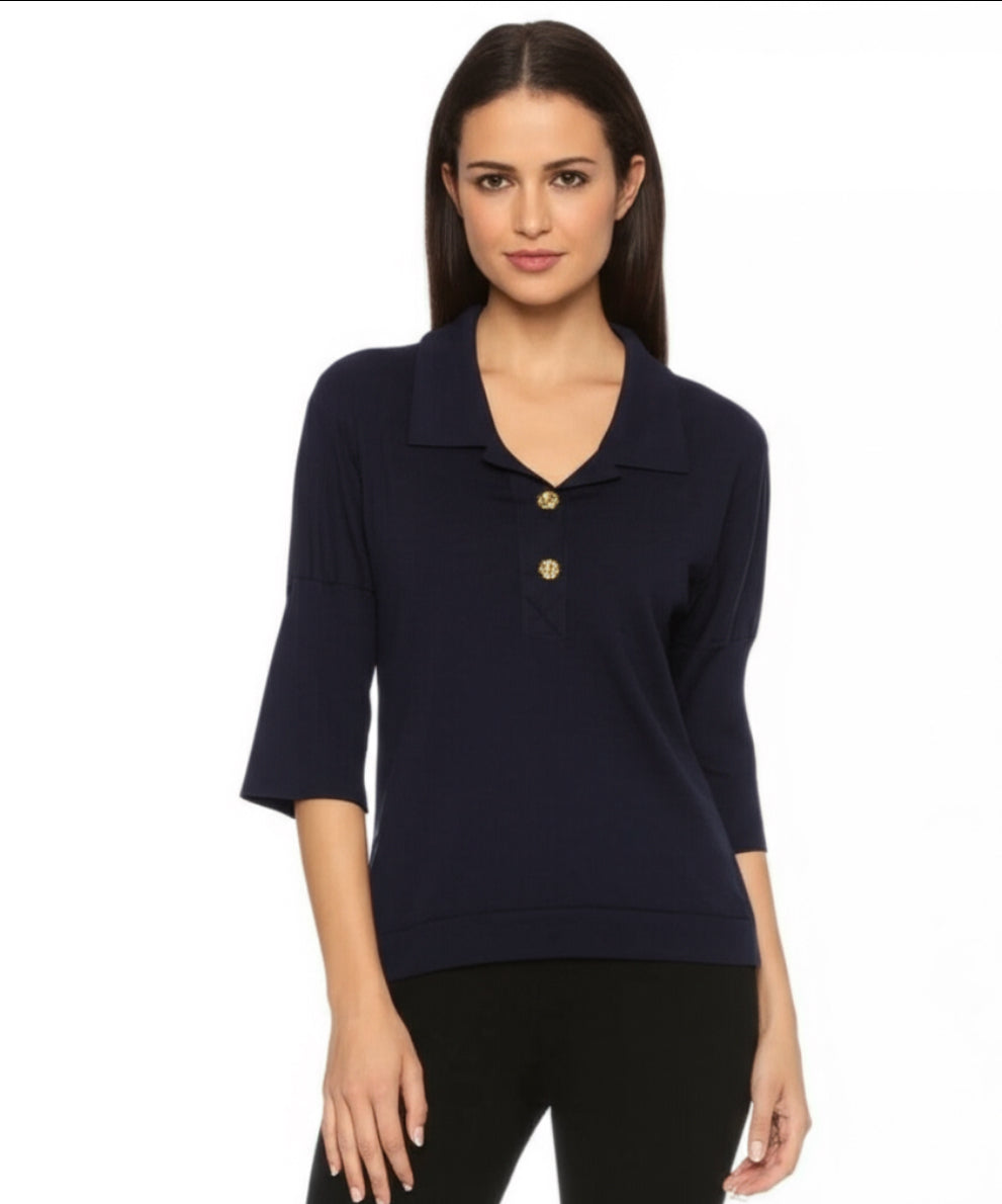 Chanel Polo Shirt, Women’s FR 42 (US 8–10), Navy Blue