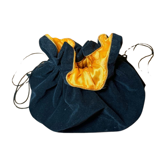 Fendi Vintage Black Velvet Travel Drawstring Jewelry Bag