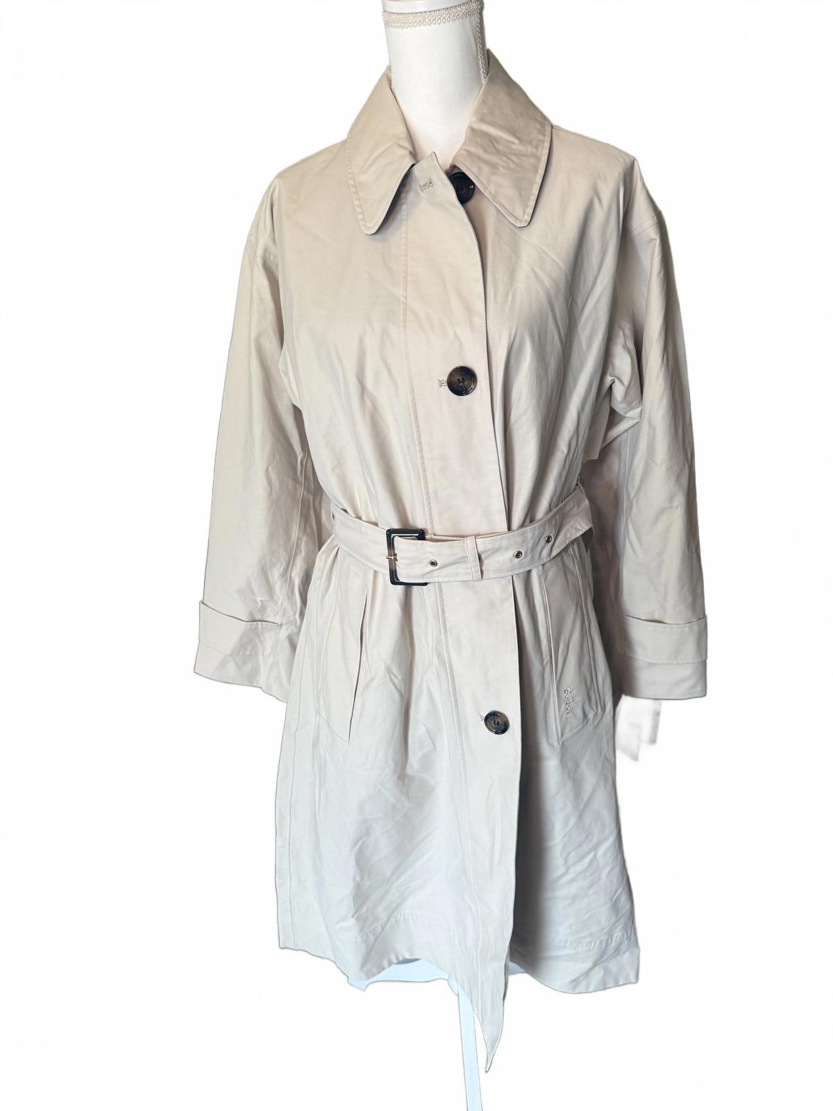 New Barbour Women's Beige Trench Coat with Belt, Size 10