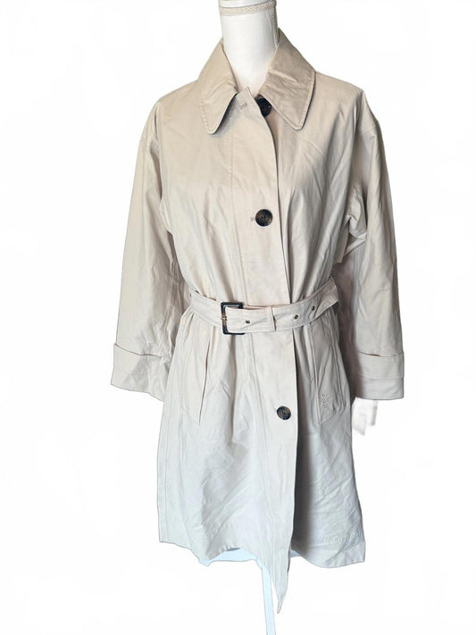 New Barbour Women's Beige Trench Coat with Belt, Size 10
