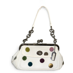 Coach Multicolored Polka Dot Kisslock Frame Satchel