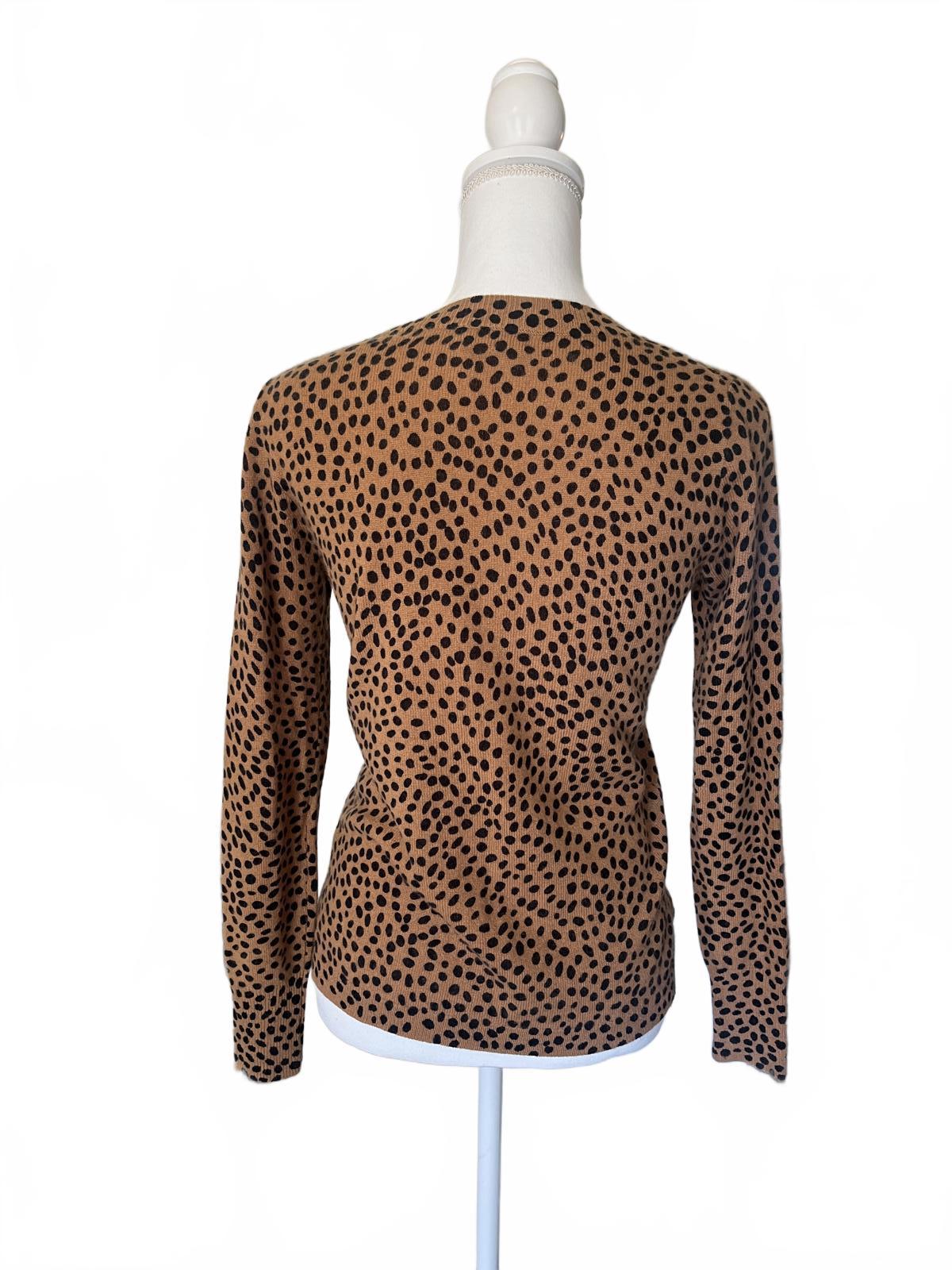 JCREW Brown and Black Spotted Long Sleeve Cashmere Sweater, XS