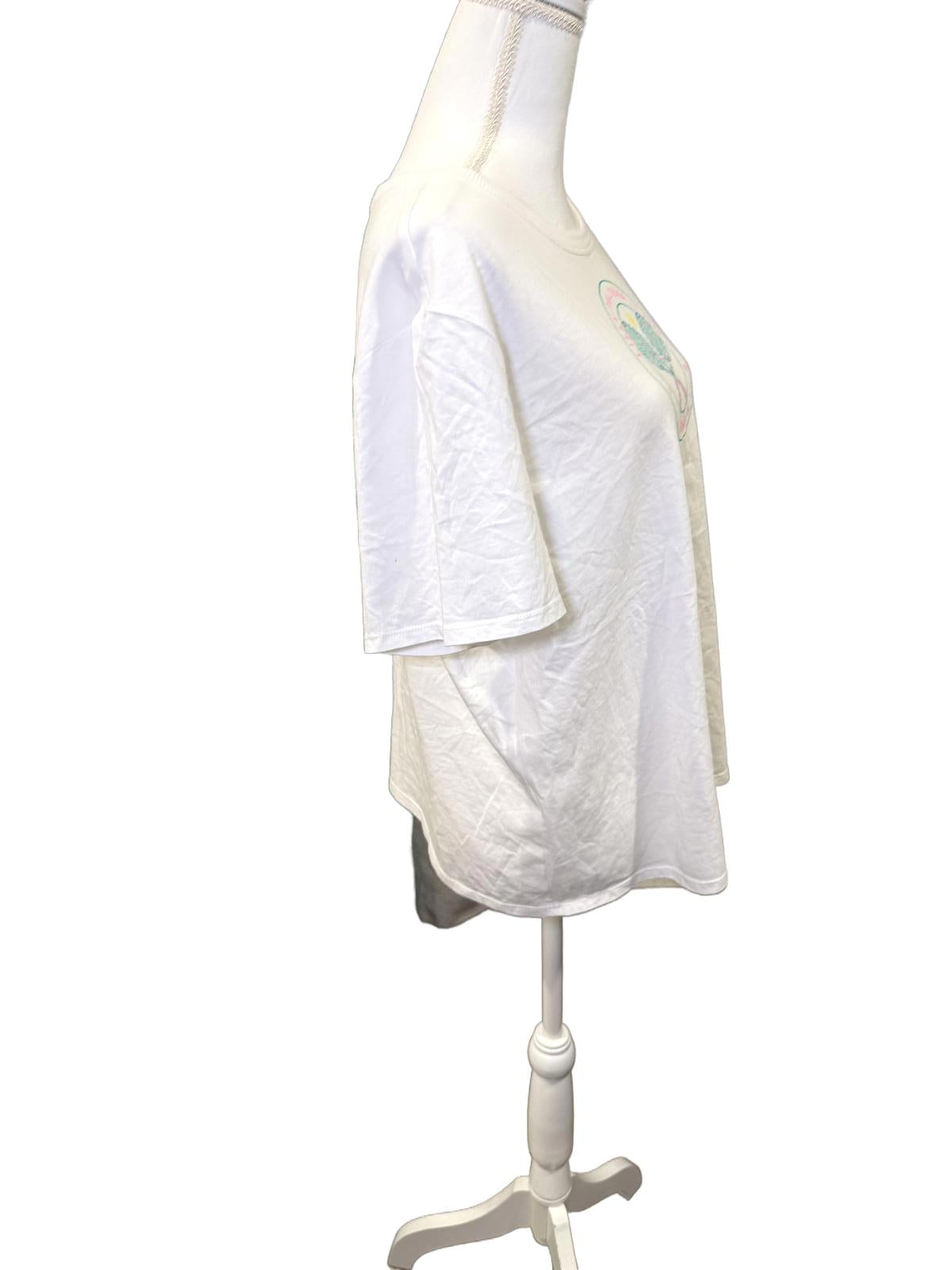 Lilly Pulitzer White Tennis Graphic Short Sleeve T-Shirt, Large NWOT