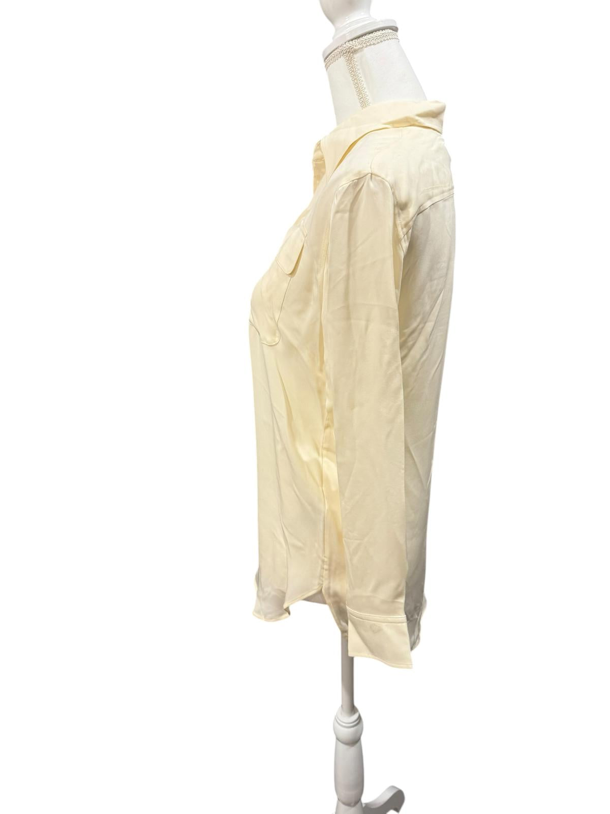 New Lauren Ralph Lauren 100% Silk Blouse in Winter Cream, Size XS