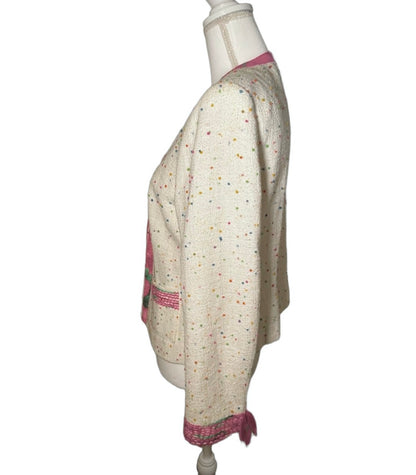 ESCADA Jacket Womens Size 42 Cream Multi Color Tweed Boucle