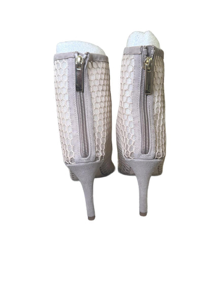 L'Agence Cerise Pointed Toe Bootie In Cashew Suede/Mesh